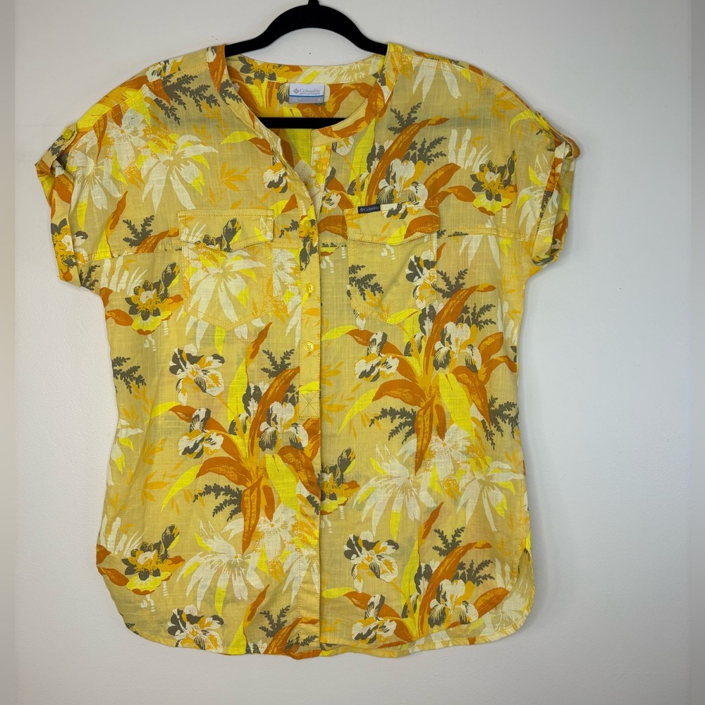 Columbia Yellow and Orange Floral Blouse